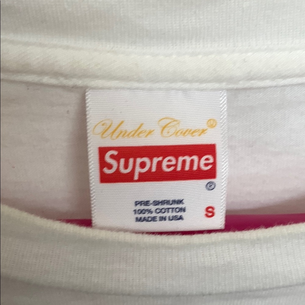 Supreme White Long Sleeve Graphic Tee - Black Text - Picture 3 of 3